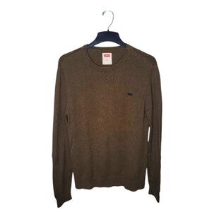 Levi's Men's Sweater Size M Crew Neck Cotton & Wool Khaki Brown Preppy